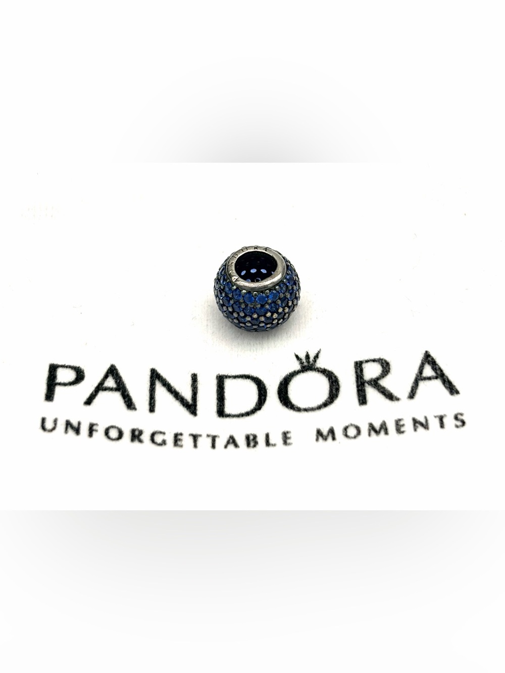 Pandora Pavé Lights Blue Crystal Charm Bead- Authentic Retired 791051NCB